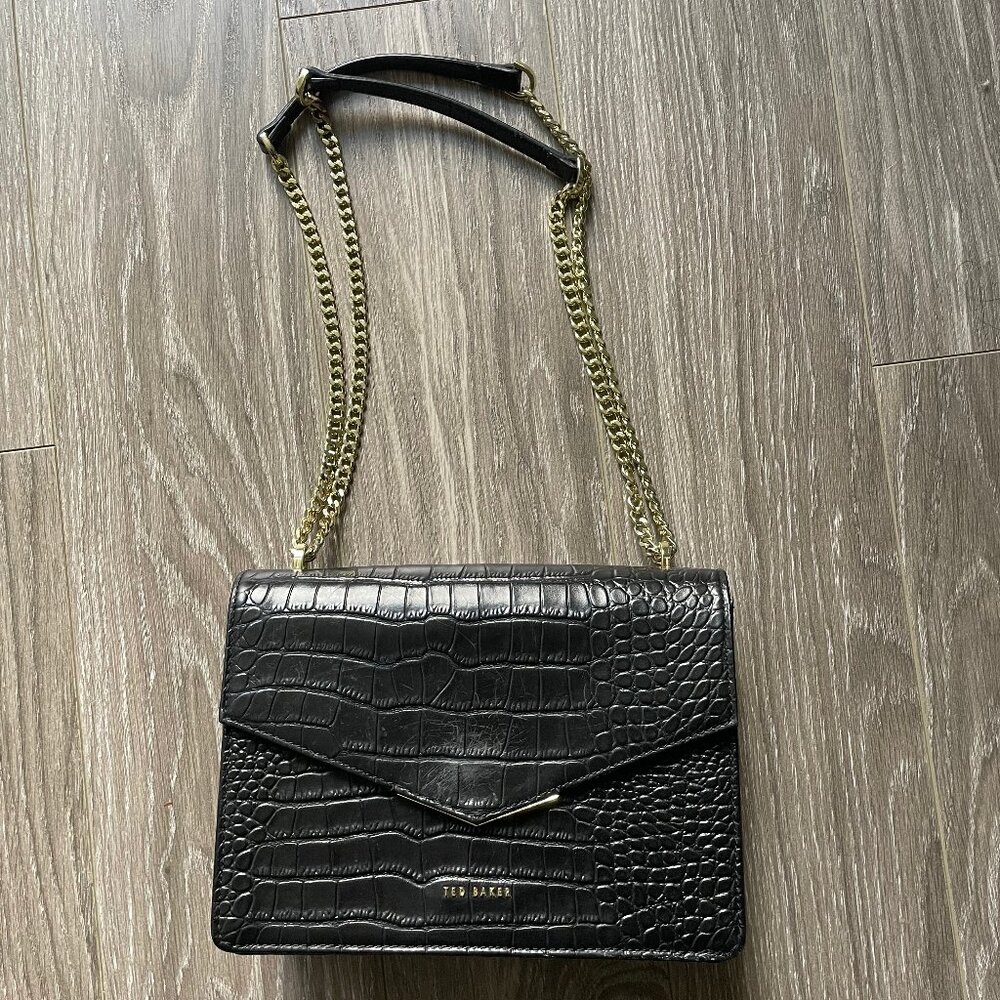 Ted Baker Black Leather Convertible Crossbody/Shoulder Bag